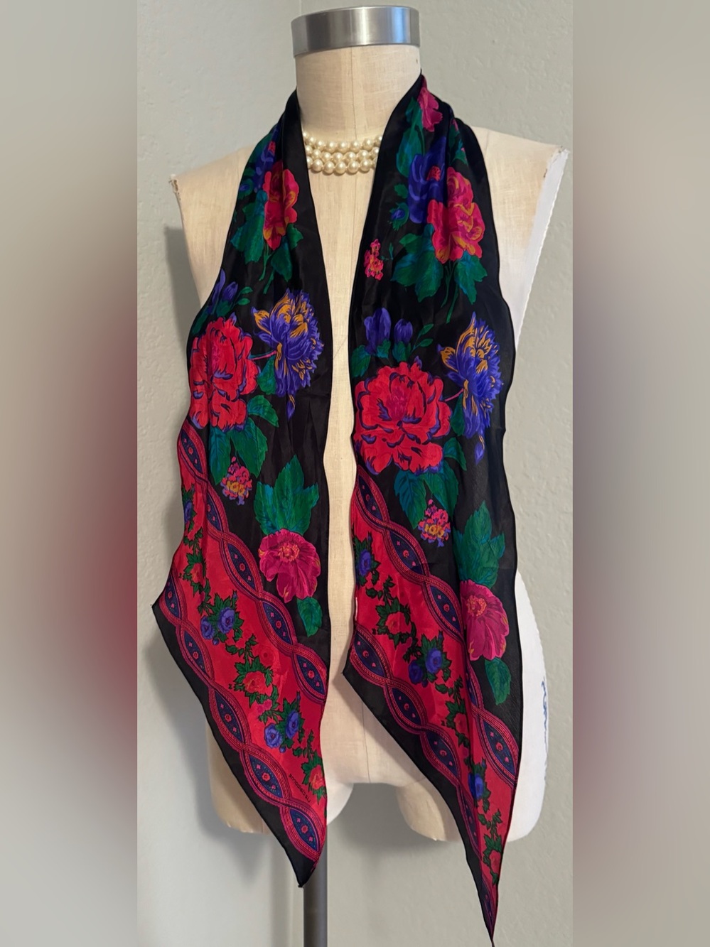 Liz Claiborne Floral Silk Scarf 66”x8”